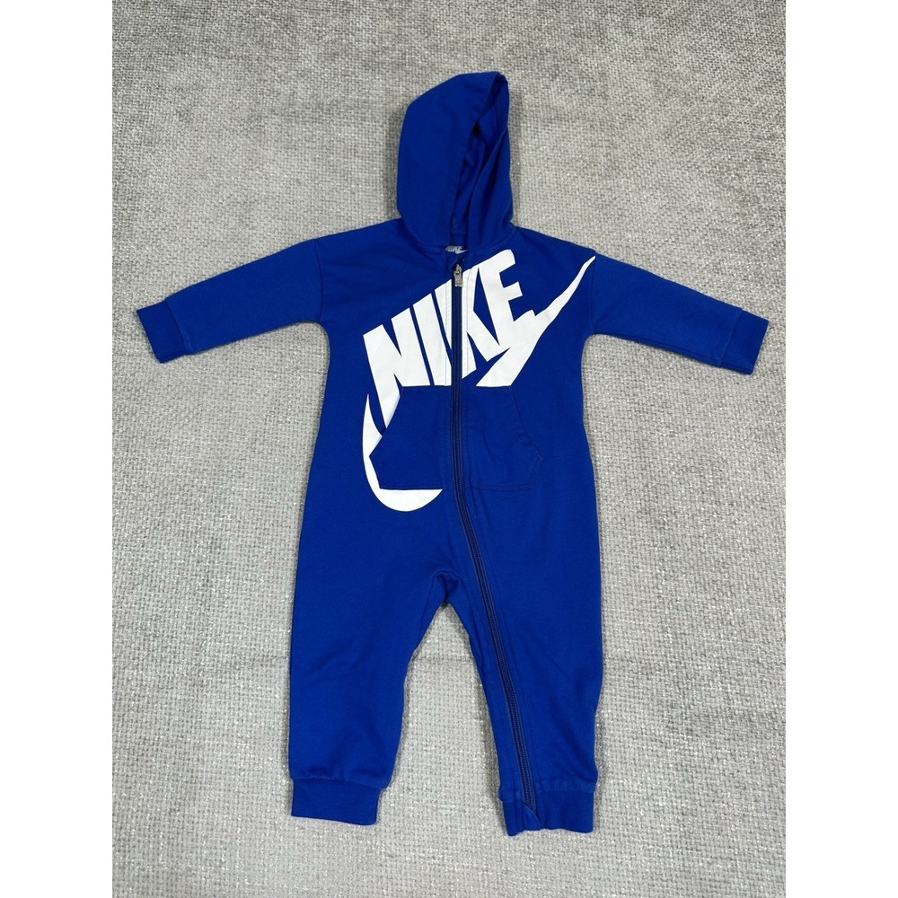 Nike Baby Full Zip Bodysuit Romper Blue White 12 Months‎ Hooded